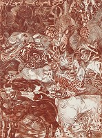 Apokalyptische Stiere<br />Kupferstich<br />20 x 15 cm<br />1997