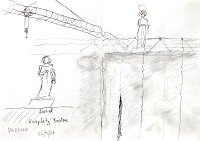 Verena<br />Aquarellzeichnung im Skizzenbuch, 30 x 40 cm, 2025<br />Verena geb. 260 n. Chr. In Theben - gest. um 320 in Zurzach<br />Eine der beliebtesten Volksheiligen in der Deutsch-Schweiz und im s&uuml;ddeutschen Raum<br />Ihre steinerne Statue von Robert Dorer steht seit 1875 auf dem Dach des Verenahofs Baden, CH