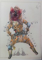 Cats<br />Figurine: Rum Tum Tugger<br />Mischtechnik DIN-A 3<br />Theater Koblenz / Festung Ehrenbreitstein 2015