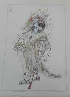 Cats<br />Figurine: Grizzabella<br />Mischtechnik DIN-A 3<br />Theater Koblenz / Festung Ehrenbreitstein 2015